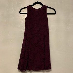 Super cute Purple flower Lace straight dress